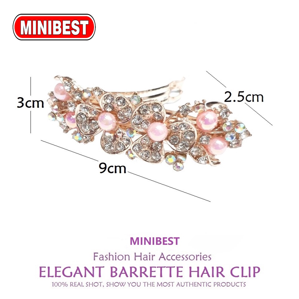 [MB] Jepit Rambut PREMIUM Otomatis 9cm Jedai Besi Alloy Jepit Ponytail Kristal Mutiara Rhinestone Elegant Barrette Hair Clip