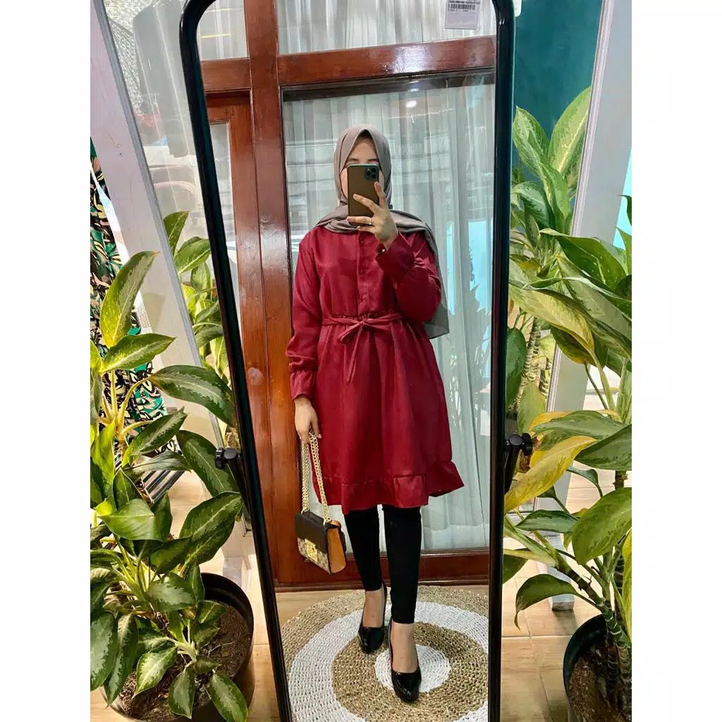 AMS CLEO TUNIK MOSCREPE IMPORT TEMURAH KANCING DEPAN BUSUI BAWAH FULL REMPEL KELILING