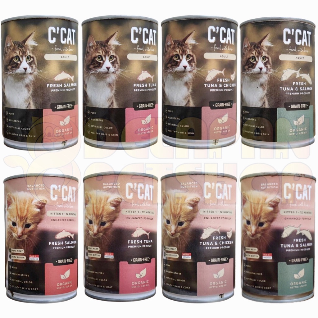 C’CAT Premium Wet Cat Food Can GRAIN FREE 400 Gram / Makanan Kucing Kaleng / Makanan Basah Kucing / Wet Food Kucing Kaleng