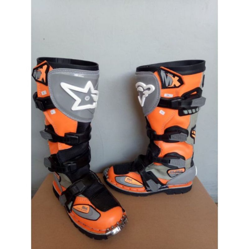 sepatu trail Trabas RNL Motorcross Orange abu abu