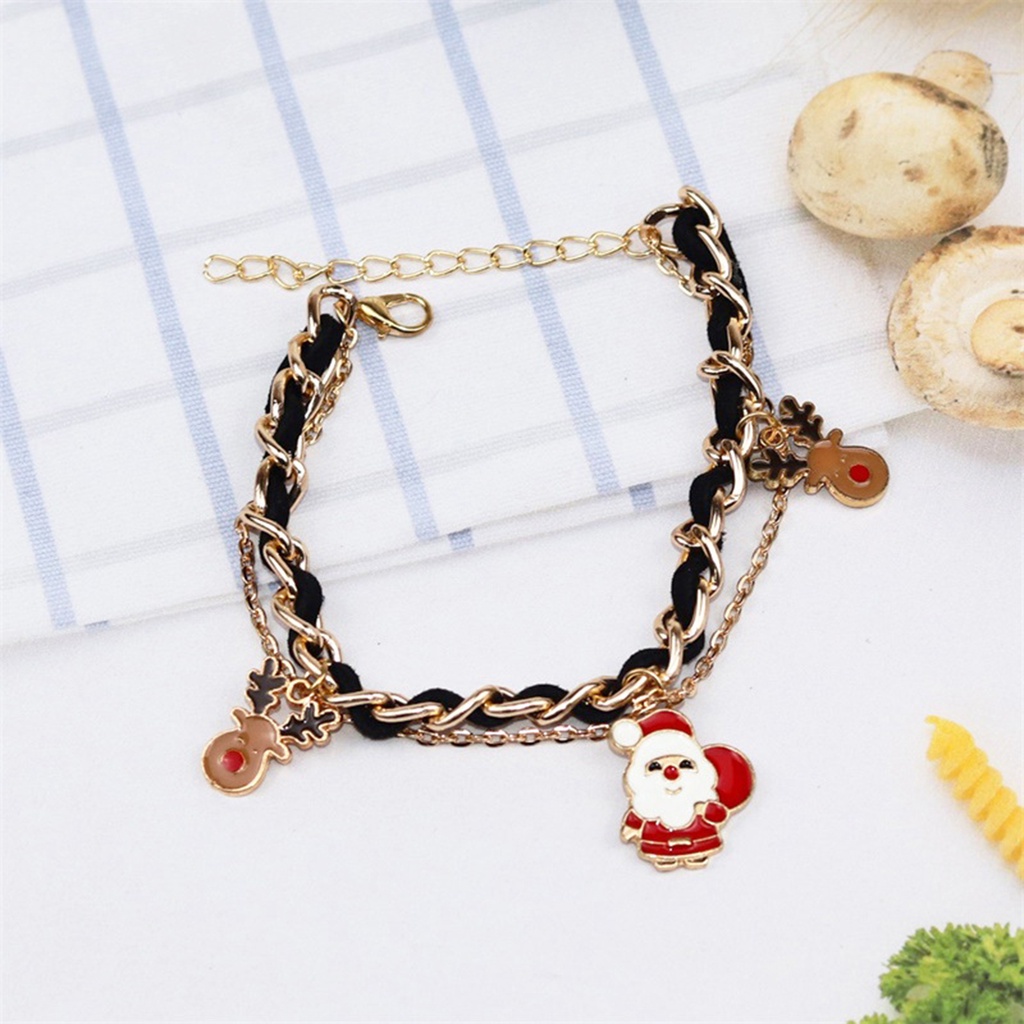 Hu Hu Hu Hu Hu Alat Bantu Pasang Kacamata♡ Gelang Charm Santa Claus Pohon Natal Lonceng Snowman Bahan Alloy Untuk Hadiah