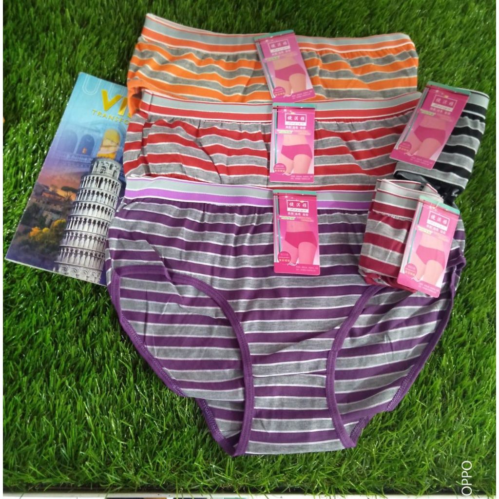 CELANA DALAM CD WANITA DEWASA JIEQIYA L XL XXL JUMBO SALUR PINGGANG KARET KATUN MELAR HARGA GROSIR