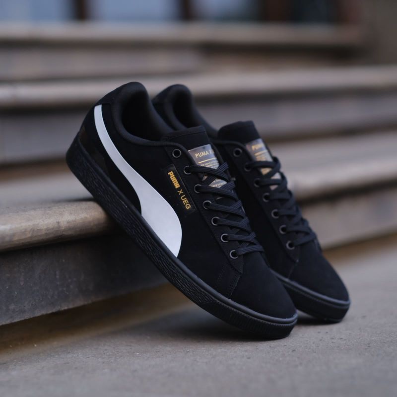 Sepatu PM UEG Black White Logo Gold Original OEM Sneakers Pria