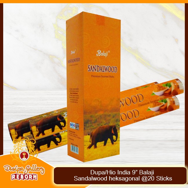 Dupa/Hio Wangi india 9&quot; Balaji Sandalwood heksagonal @20 sticks (6pcs/box)