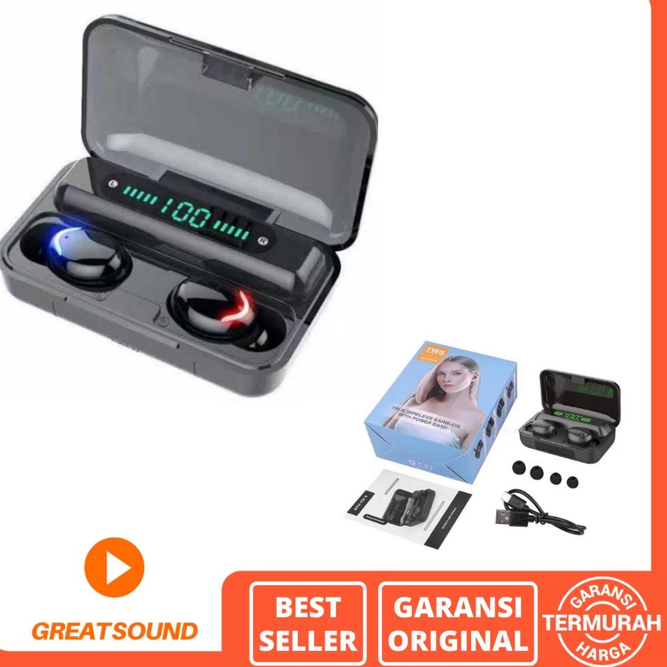 Keluaran Terbaru.. Headset TWS F9 Stereo TWS Bluetooth F9 Headset Bluetooth F9  Headset Powerbank Ea