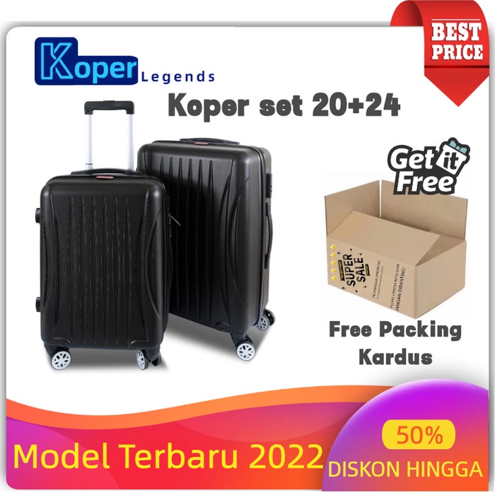 {kiranastore} Koper Polo Set 20 inch  24 Inch Original Polo Cabin Size Koper Import - Hitam Berkuali