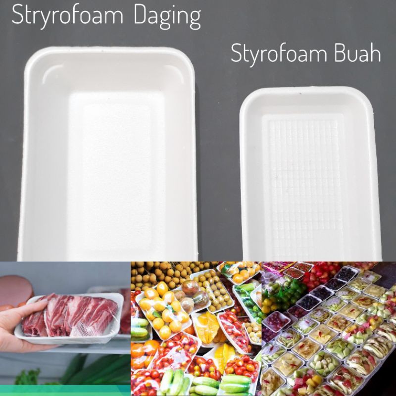 (ISI 10) Styrofoam Buah Daging Sayur / Piring Foam Kemasan Makanan Beku Frozen Food Packaging