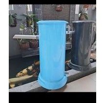 Tabung tong bak filter kolam ikan koi size S 25x50cm bahan fiber (biru,hitam)