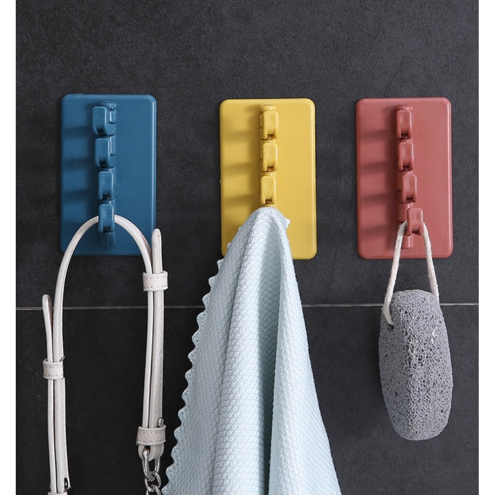 Gantungan Baju Tempel 4 Kait Hook Multifungsi Gantung Kunci