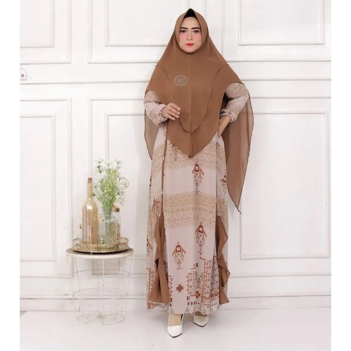 Gamis Syari Mut Full ceruty babydool Terbaru Lebaran 2022 Set Jilbab khimar 2 Layer Busui Pesta Kond