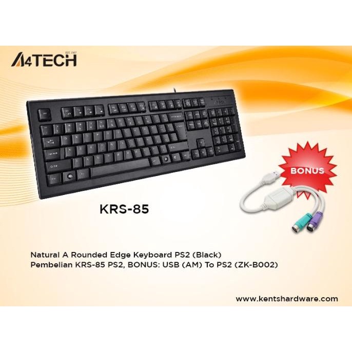 Promo : Keyboard A4tech krs-85 Ps2 Black Bonus Converter USB