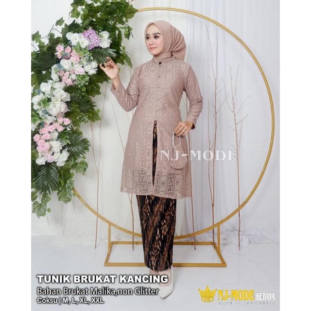 Kebaya Tunik Busui Brukat Malika Modern / Kebaya Pesta / Kebaya Kondangan / Kebaya Seragam / Kebaya Brukat / Kebaya / Kebaya Brukat Non Gliter