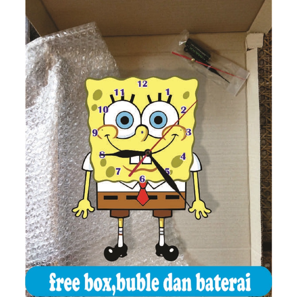 DEKORASI DINDING AESTHETIC JAM DINDING KARAKTER SPONGEBOB UNIK DAN KEREN FURNITURE KAMAR BESAR MURAH