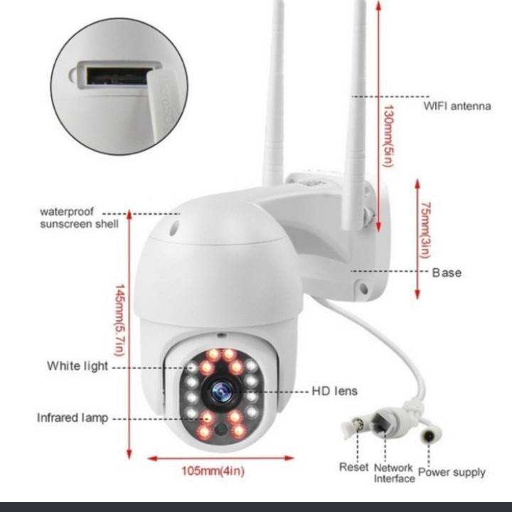 Kamera CCTV Wifi PTZ Outdoor Wireless IP Camera 2MP 1080P-1