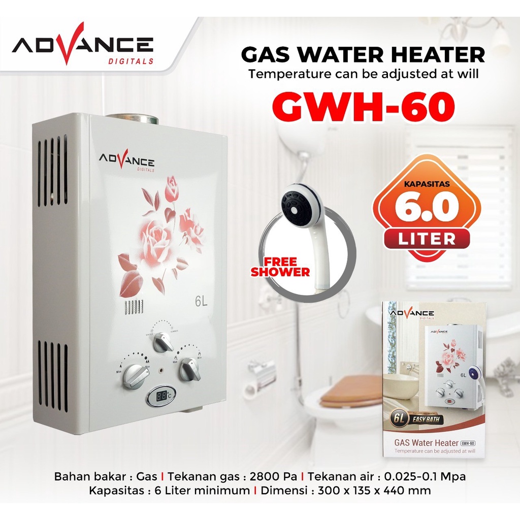Water heater gas / Pemanas air advance gwh 60 / GWH60 ADVANCE