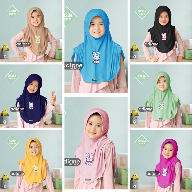[ORI ADIANE] Hijab Kids Nasha | Hijab Instan Anak | Hijab Anak Branded Original