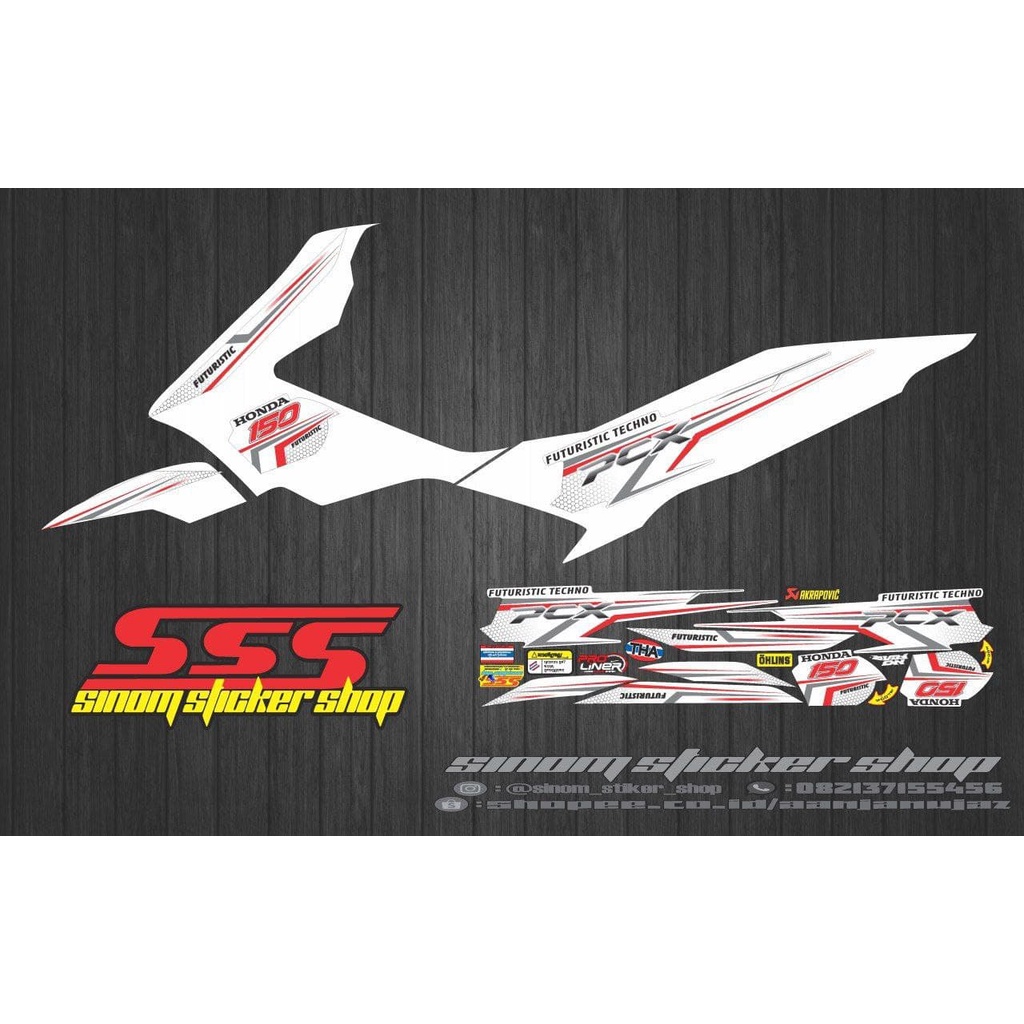 Striping List Variasi Honda PCX Grafis 150 v2 Dasar Putih