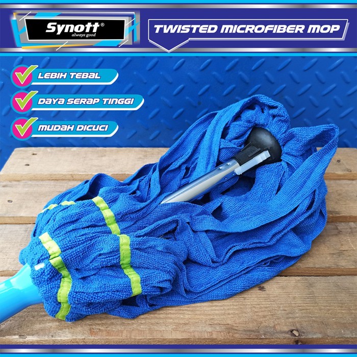 Alat Pel Lantai Synott Pel Kain Microfiber Twist Mop Putar Dan Kunci