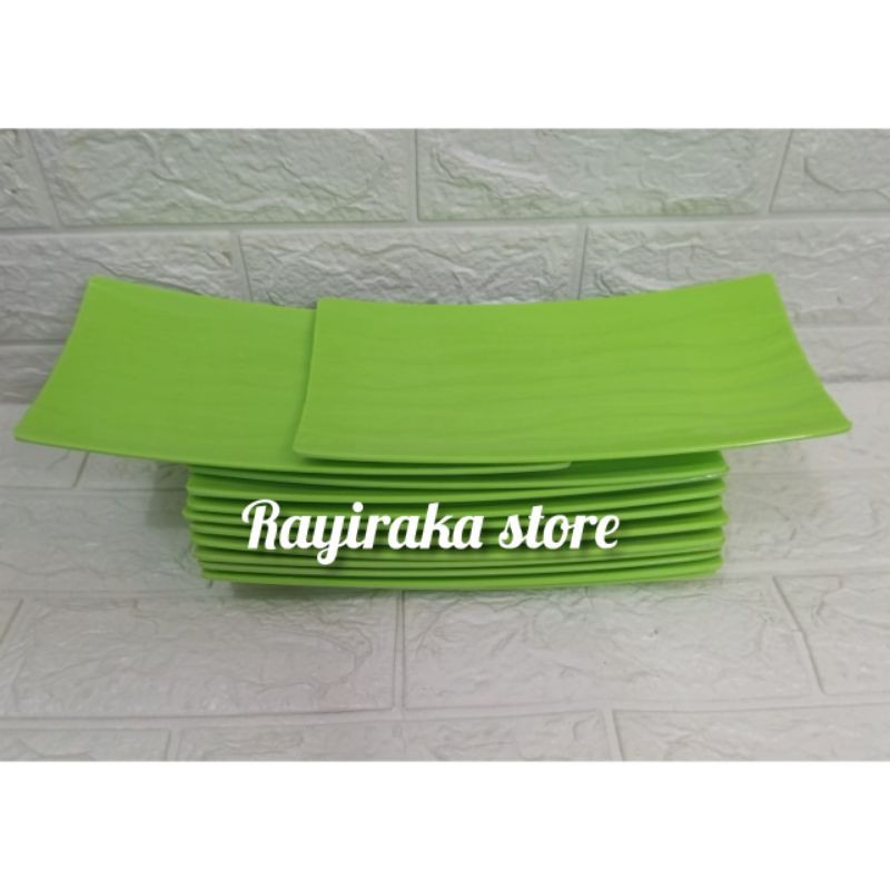 3 PCS PIRING MELAMIN SUSHI WARNA HIJAU 26 CM // PIRING MELAMIN SUSHI ULIR KOTAK TEBAL