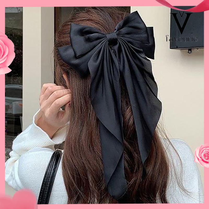 [COD]Jepit Rambut Pita Besar Korea Elegan Panjang Pita Rambut-FA