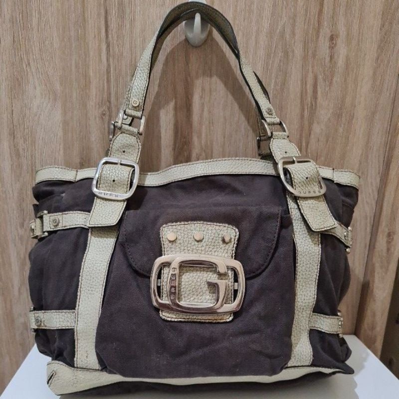 Preloved Tote Bag Guess Brown Original