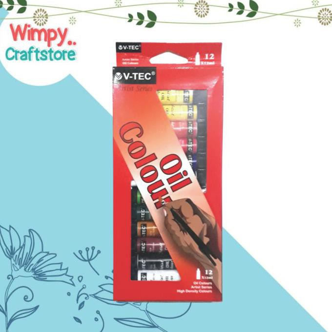 

COD V-TEC OIL COLOUR SET 12 WARNA X 12ML CAT MINYAK V-TEC SET CAT-10 PERALATAN MELUKIS ART SET