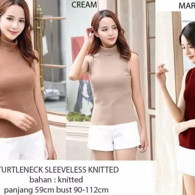 KAOS WANITA  TURTLENECK SLEEVELESS KNITTED {PRODUK TERBARU}