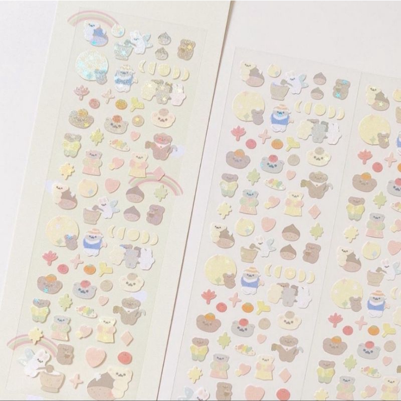 

Galicici Stiker laser Motif Beruang / PET Goo Silver Gaya Korea Untuk Dekorasi Kartu DIY