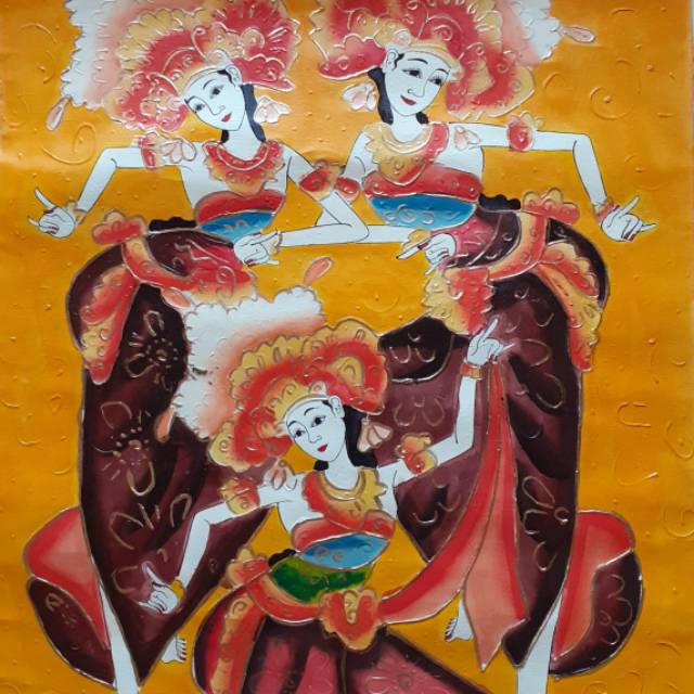 

Lukisan 3 Penari Legong Bali Bali Dancer Painting 60x80 Kanvas Saja E