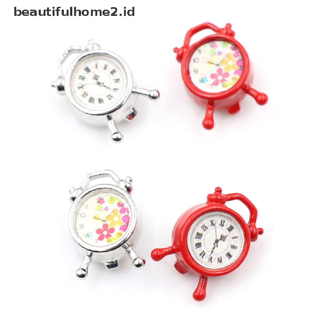 (beautifulhome2.id) Miniatur Jam Alarm Skala 1: 12 Untuk Dekorasi Ruang Tamu Rumah Boneka