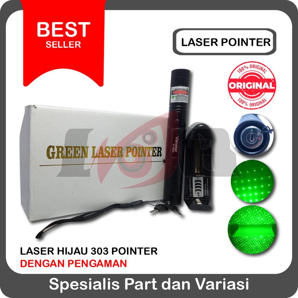 Green Laser Pointer 303 Senter Set Lazer Lampu Hijau