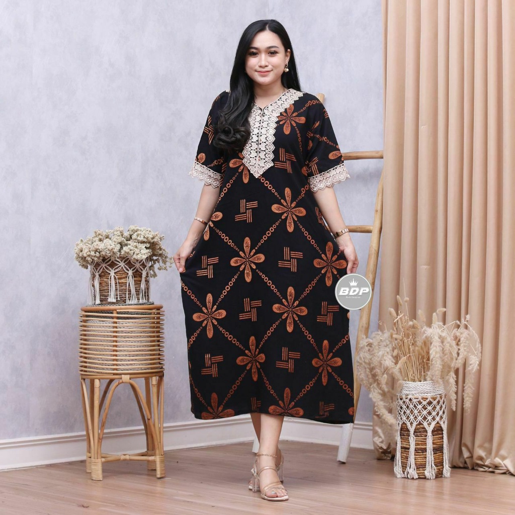 Dianputri - Daster Arab Zeema | Rayon Super Grade A | Resleting Depan Busui | Renda Milo Ori-tiara hitam