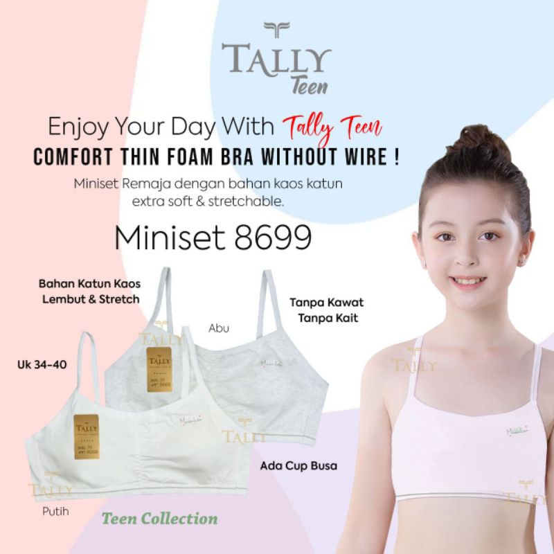 TALLY MINISET REMAJA ABG 8699 | BUSA TIPIS | TANPA KAWAT | 34 - 40