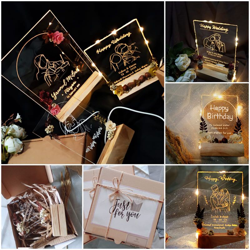 

hampers Led akrilik acrylic kado wisuda