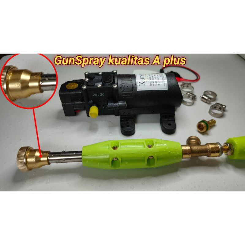 Paket Mesin 250psi &amp; Gun &amp; Nepel Dinamo Sprayer Water Pump DC Topp