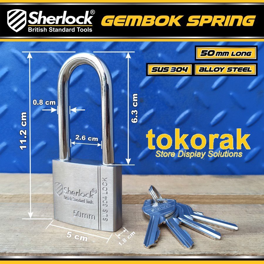 GEMBOK STAINLESS 304 SPRING - PER - 50 MM PJG SHERLOCK - ANTI KARAT