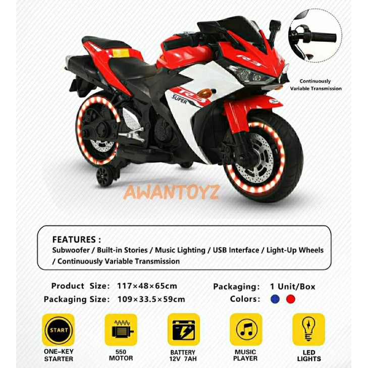 Motor Aki Anak Yamade R3 Red