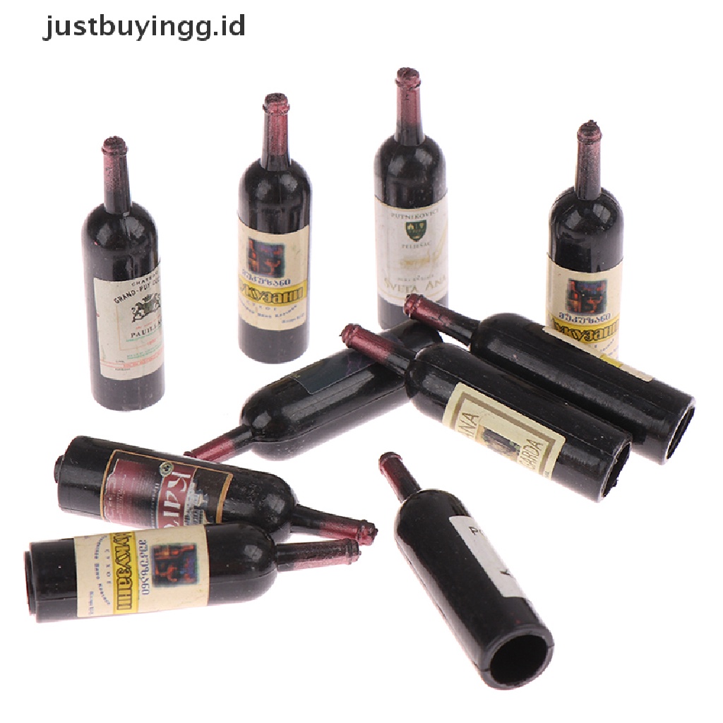 Justbuyingg.Id 10pcs Miniatur Botol Wine Bahan Resin Aksesoris Rumah Boneka