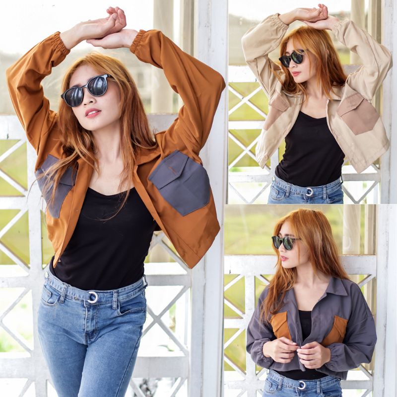 Jaket Crop Wanita Jaket Crop Katun Ivanka