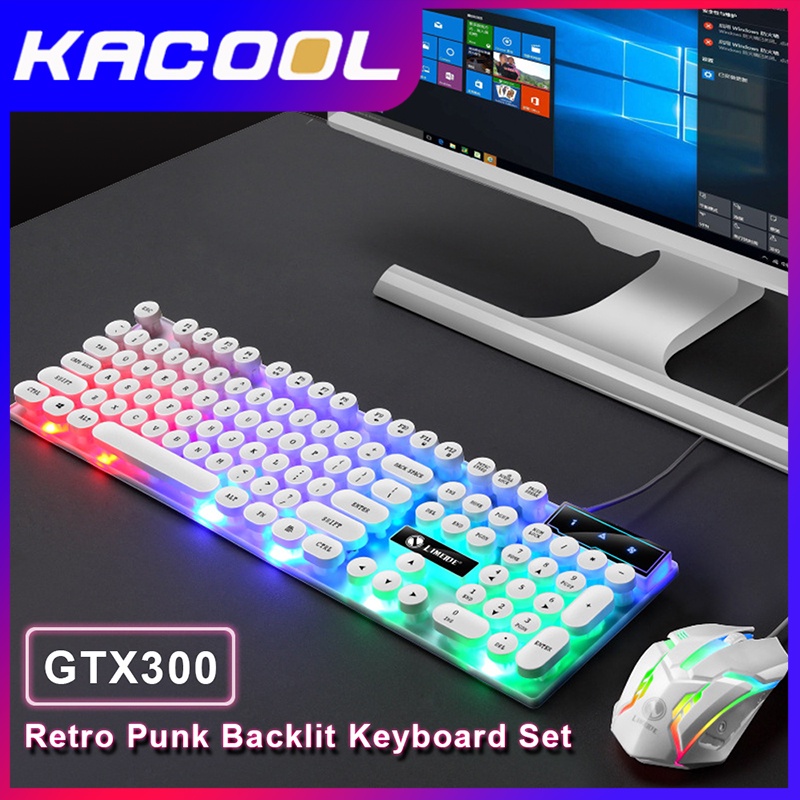 Paket Gaming Keyboard Mouse set LED Light Dan Mouse Produk GTX300 Gaming Keyboard Dan Mouse RGB Set Mouse Dan Keyboard Gaming USB Cable RGB