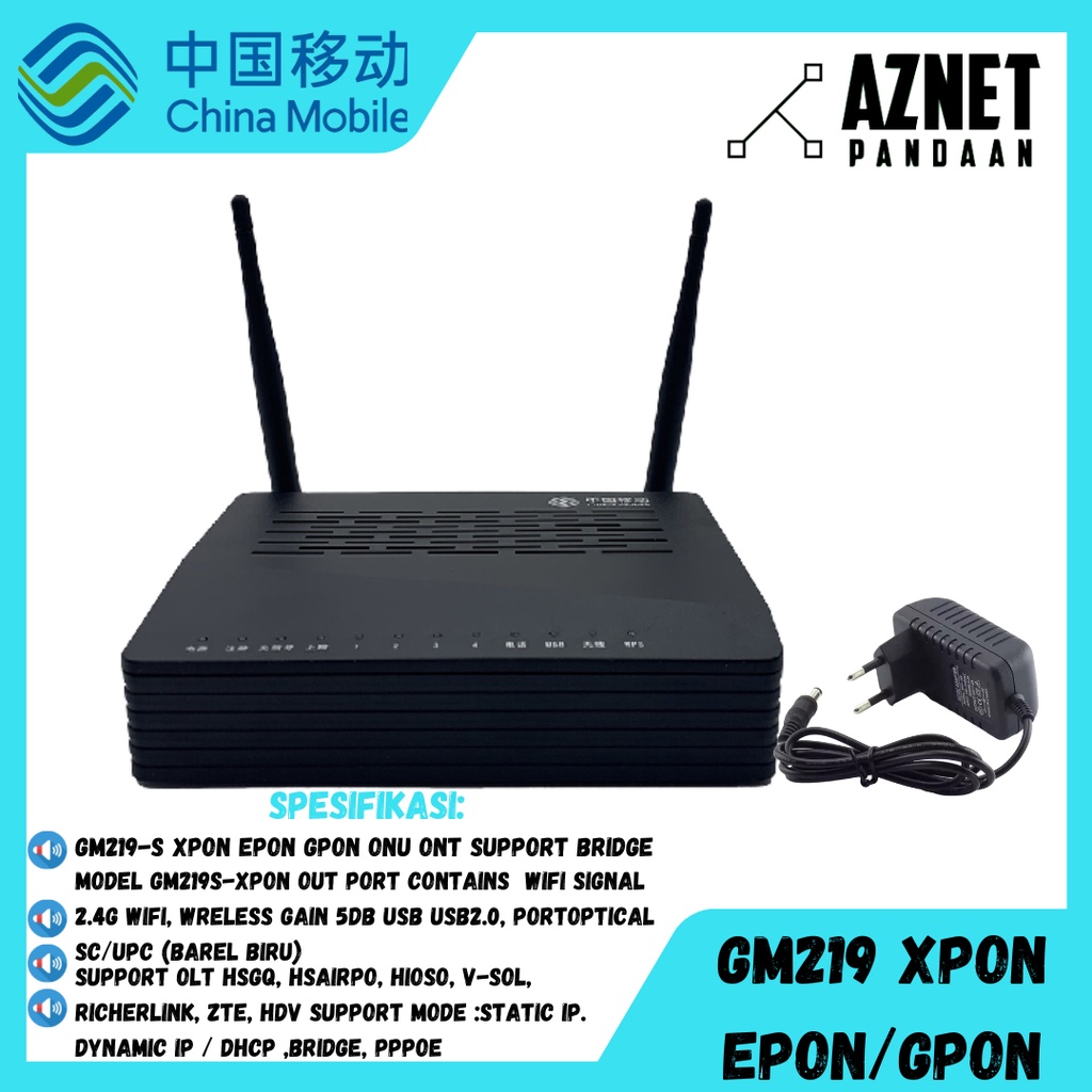 GM219-S XPON EPON GPON ONU ONT SUPPORT BRIDGE INCLUDE ADAPTOR