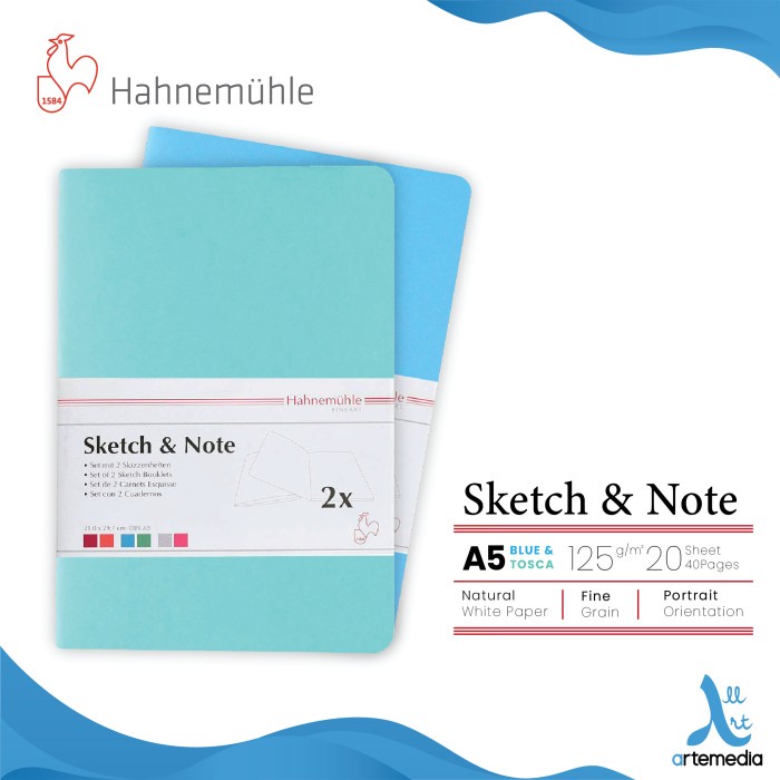 

(BISA COD) Buku Sketsa Hahnemuhle Sketch & Note A5 Stitch Bound Sketchbook - BLUE & TOSCA