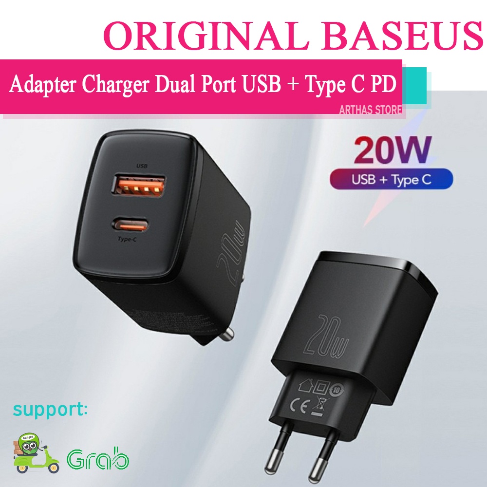 Jual Baseus Adapter Charger Dual Port Usb Type C Pd Quick Charge W Hitam Shopee Indonesia