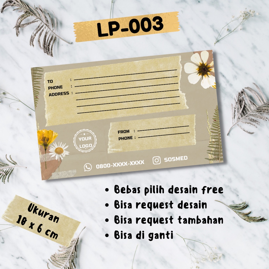

BEBAS PILIH DESAIN LABEL PENGIRIMAN PAKET OLSHOP UMKM SMALL BUSINESS FREE DESIGN