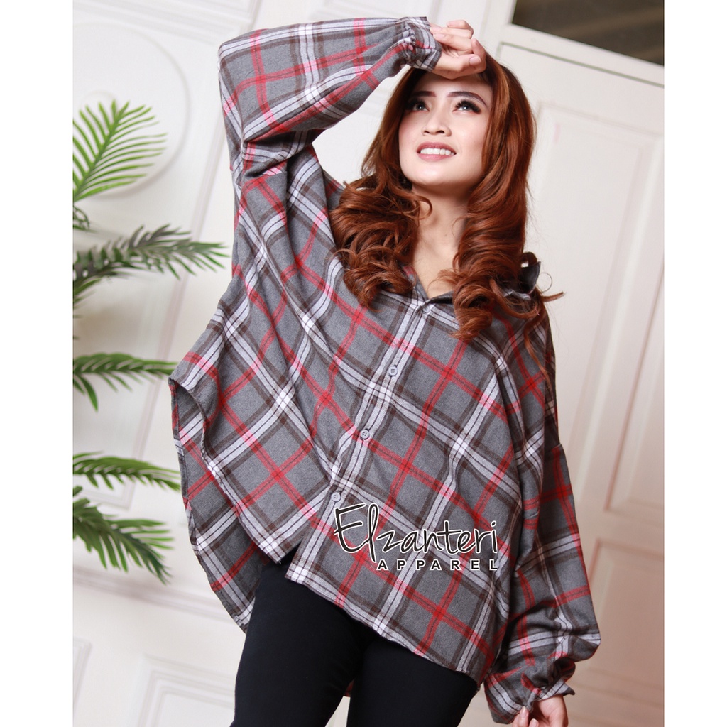 Kemeja Flanel Wanita Oversize