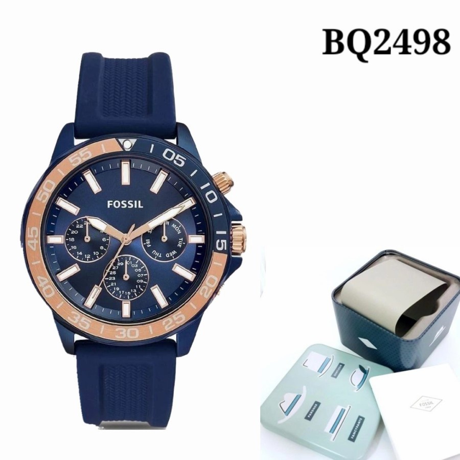 Promo Jam Tangan Pria Fossil Type BQ2501 FullSet Baterai Strap Rubber Jam Tangan Pria Trendy Bayar d