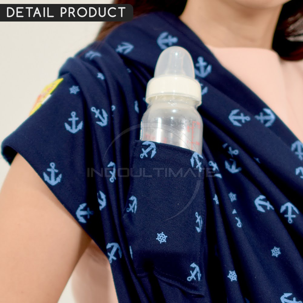 BABY LEON Gendongan Bayi Geos Motif Premium Kantong Susu BY-44-01