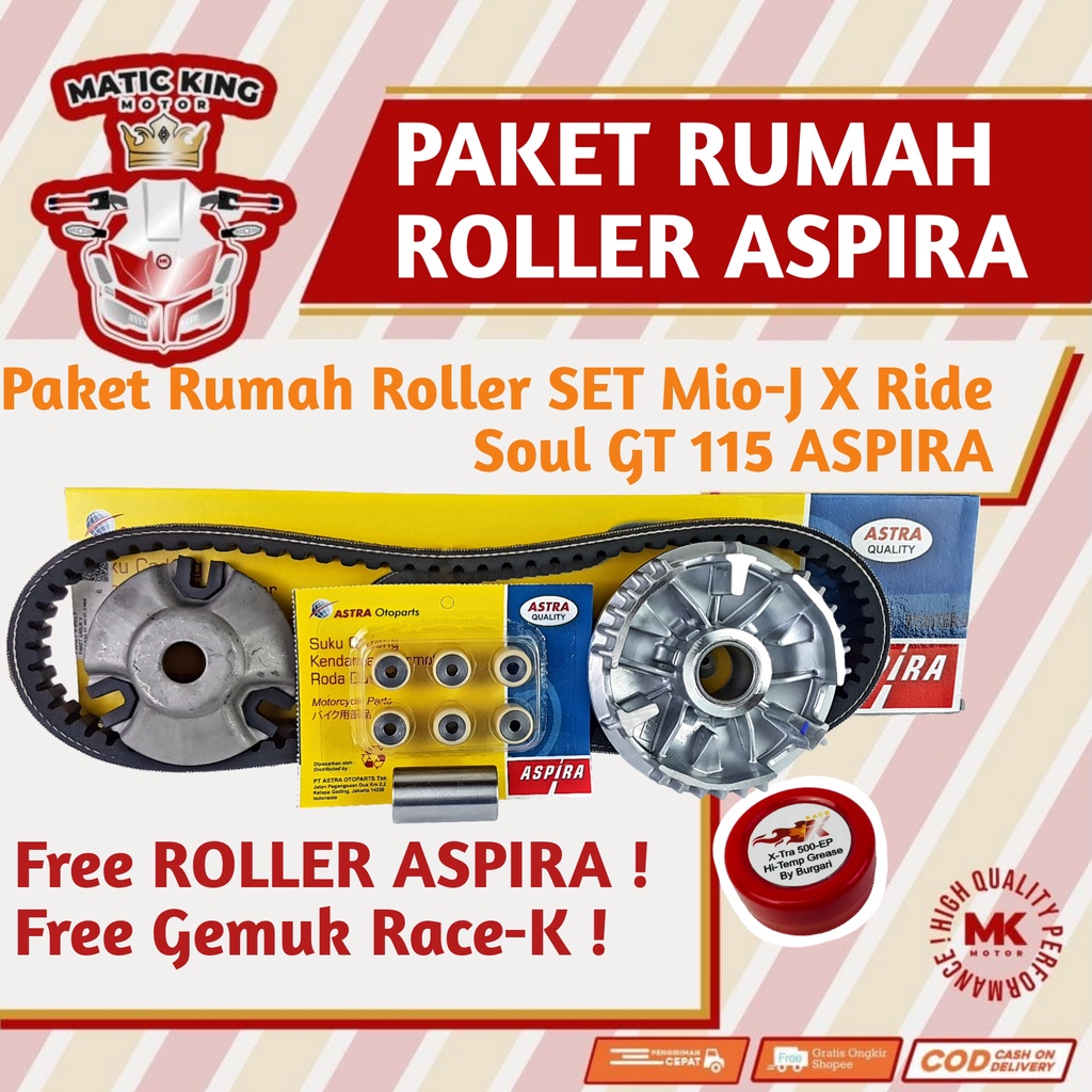 Paket Rumah Roller Bosh Vanbelt  Roller Yamaha Mio J X Ride Soul GT 115 54P ASPIRA ASTRA OTOPARTS