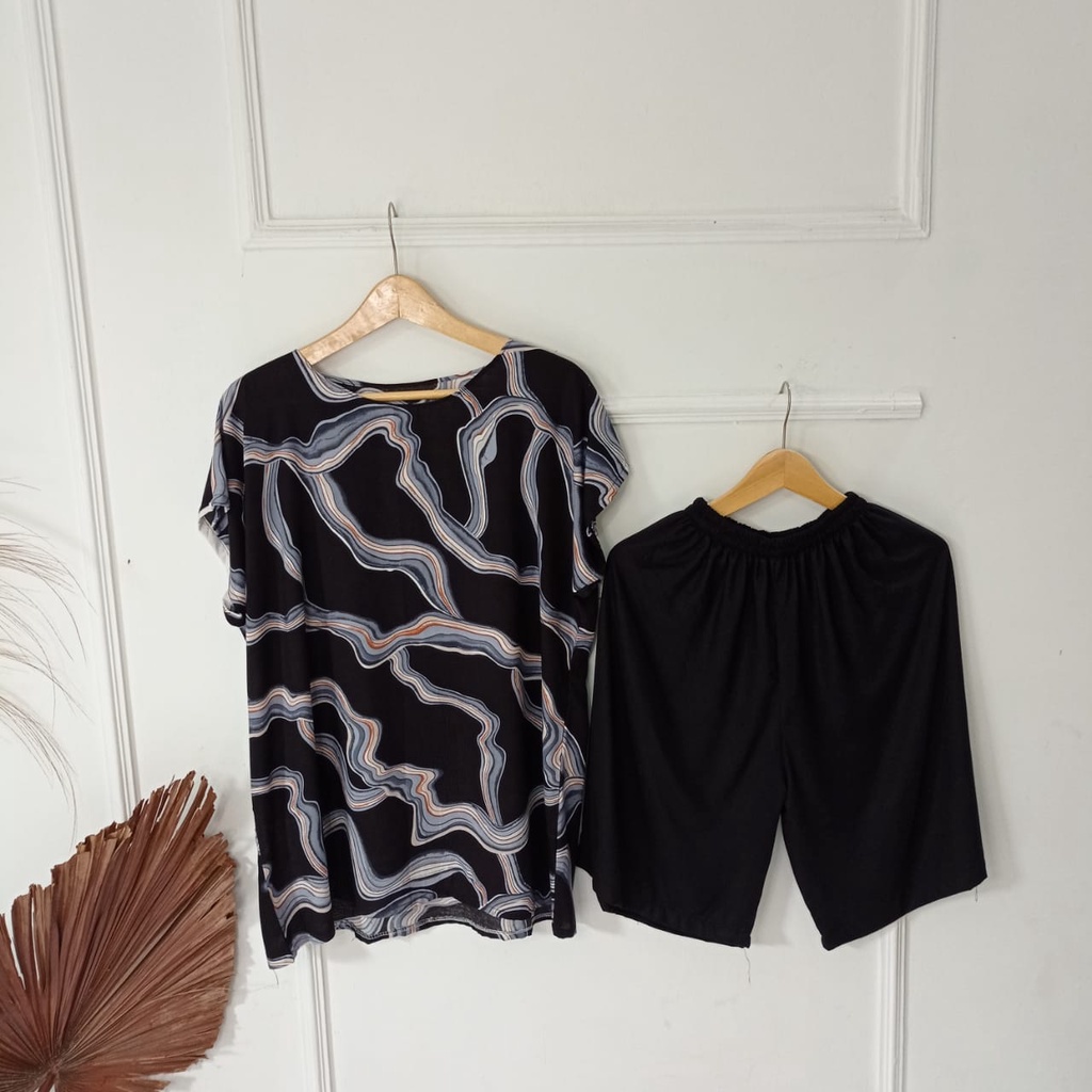 baju tidur wanita celana pendek - setcel rayon polos murah - setelan pendek wanita jumbo ld 120 - one set rayon jumbo lengan pendek-Leica Combinasi
