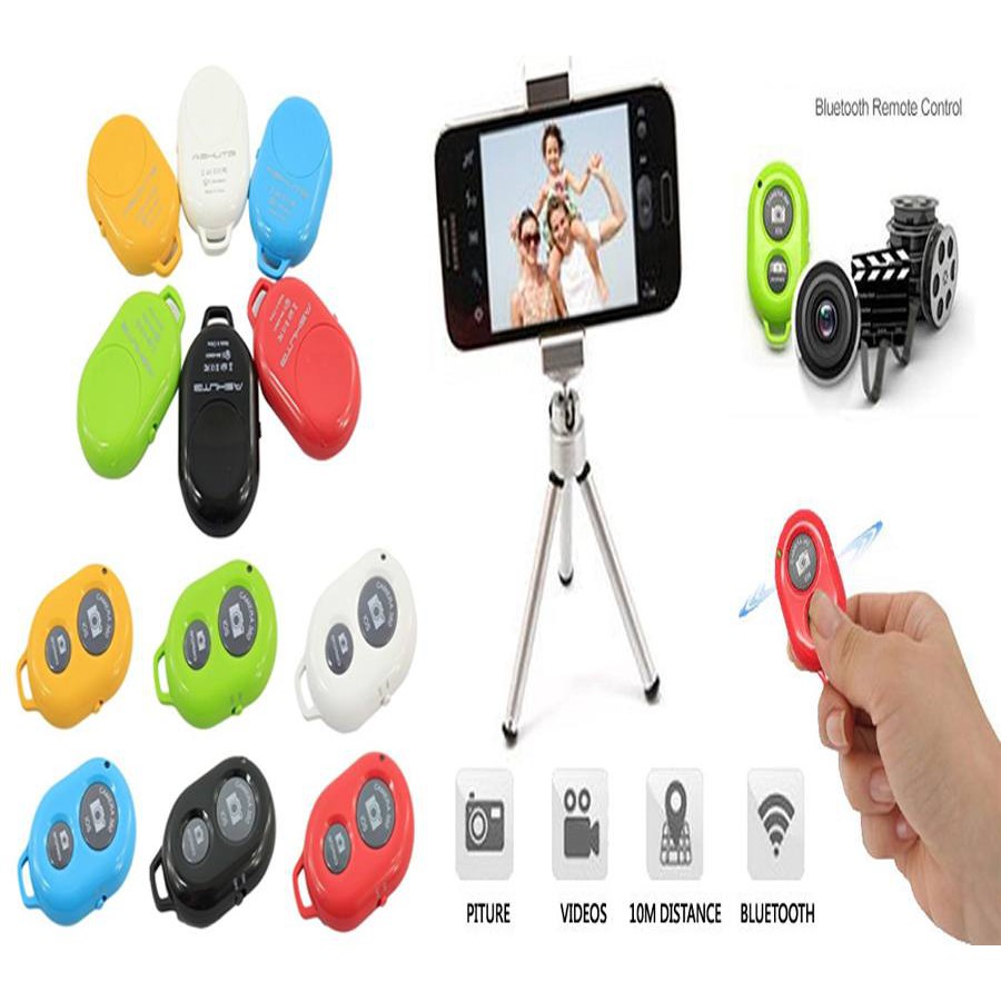 Tomsis Bluetooth Shutter Remote Control Bluetooth V3.0 Tombol Selfie Narsis Potret Foto Jarak Jauh